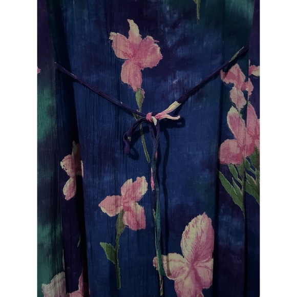 La Cera Dress Women’s Large Multi Floral Watercolor Button Front Fairy Boho Vtg - Picture 13 of 15